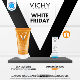 Vichy Capital Soleil Émulsion Toucher Sec SPF50 Peau Sens Mixte à Gras = Minéral 89 10ml OFFERT
