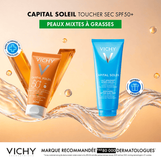 Vichy Capital Soleil Émulsion Toucher Sec SPF50 Peau Sens Mixte à Gras = Après Soleil 100 ml OFFERT
