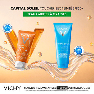 VICHY CAPITAL SOLEIL ÉMULSION TOUCHER SEC SPF50 PEAU SENS MIXTE À GRAS TEINTÉE = APRES-SOLEIL 100ML OFFERTE