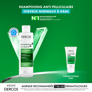 Vichy Dercos Shampooing traitant Antipelliculaire Cheveux Normaux à Gras 200ml = Mini Shampooing 50ml OFFERT
