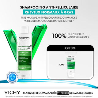 Vichy Dercos Shampooing traitant Antipelliculaire Cheveux Normaux à Gras 200ml = Mini Shampooing 50ml OFFERT