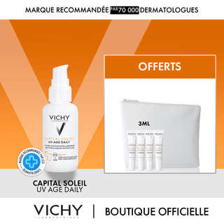 Vichy Capital Soleil UV-Age Daily spf50+ 40ml = mini Capital Soleil 12 ML+Trousse Offerts