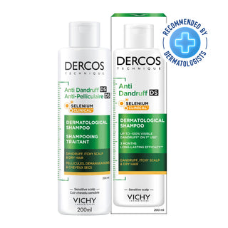 Vichy Dercos شامبو ضد القشرة – للشعر الجاف – 200 مل + حجم سفر 50 مل + منشفة