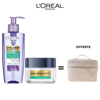L'Oréal Paris Hyaluron Expert Gel Nettoyant Oil Control 200ml + Hyaluron Expert Gel-Crème Repulpant Contrôle Brillance 8h 50ml =Trousse OFFERTE