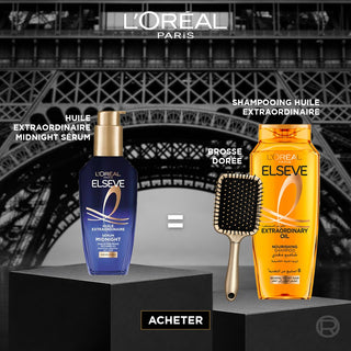 L'Oréal Paris Elseve Pack Extra Midnight Serum 100ml + Shampooing 400 ml Cheveux Normaux A Secs = Brosse Offerte