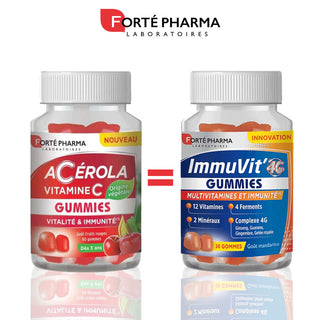 FORTE PHARMA ACEROLA VITAMINE C 60 GOMMES = IMMUVIT'4G 30 GUMMIES OFFERTES