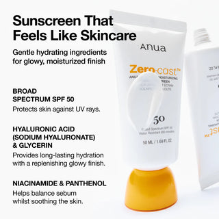 Anua Zero-Cast Moisturizing Finish Sunscreen - Crème solaire hydratante SPF50