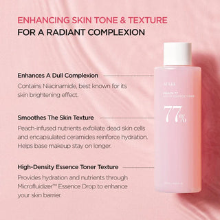 ANUA Peach 77 Niacin Essence Toner – Lotion Hydratante Éclat – 250 ml