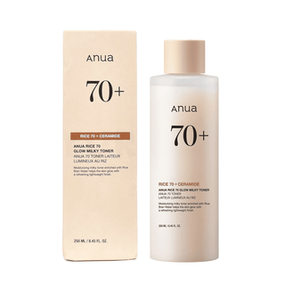 ANUA Rice 70 Glow Milky Toner 250ml – toner hydratant et illuminateur à l’extrait de riz et niacinamide disponible en parapharmacie au Maroc