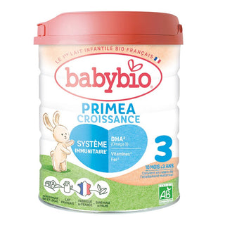 BABYBIO – LAIT BIO INFANTILE PRIMEA CROISSANCE 3 POUR BEBE DE 10 A 36 MOIS 800G