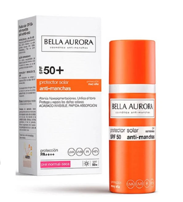 Bella Aurora écran solaire anti-taches SPF50+ Peau Normale et Sèche 50ml + Trousse Offerte