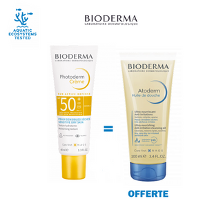 Bioderma Photoderm Crème SPF50+ = Atoderm huile de douche OFFERTE