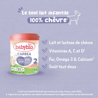 BABYBIO CAPRÉA 2 LAIT DE CHÈVRE BIO 800G