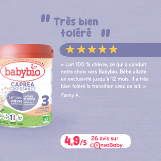 BABYBIO CAPREA 3 AU LAIT DE CHÈVRE 800G DE 10 MOIS A 3 ANS