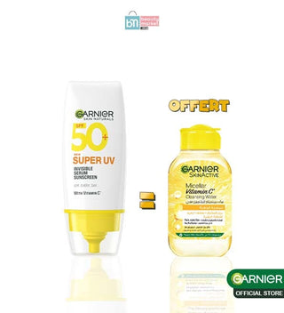 Garnier Super UV Invisible Serum Sunscreen SPF 50 PA++++ UVA/ = MICELLAIRE VITA C 100ML OFFERT