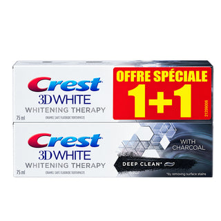 CREST DUO DENTIFRICE 3D WHITE CHARCOAL DEEP CLEAN 2X 75ML