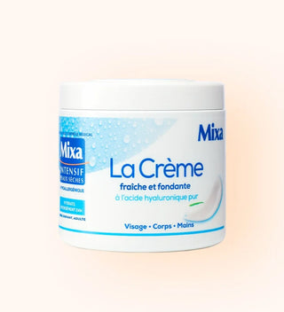 Mixa La Crème Fraîche et Fondante à l'acide hyaluronique pur  400ml = Trousse + Cica lèvres OFFERTS