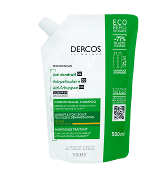 VICHY DERCOS TECHNIQUE ECO-RECHARGE SHAMPOOING ANTIPELLICULAIRE DS - CHEVEUX SECS 500ML