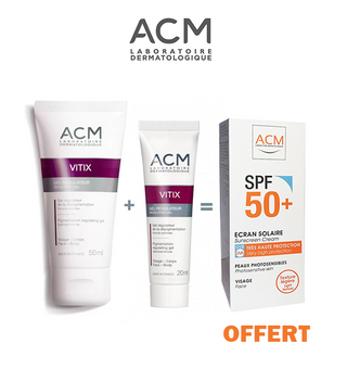 ACM VITIX GEL REGULATEUR 50 ML+ Acm Vitix Gel – 20ML= Acm écran solaire Spf 50+ – 40 ml OFFERT