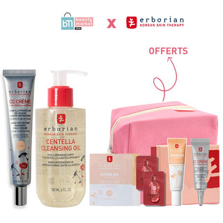 ERBORIAN PACK CC CRÈME À LA CENTELLA ASIATICA SPF25 45 ML + CLEANSING OIL HUILE DÉMAQUILLANTE 180 ML