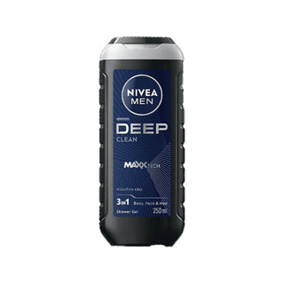 NIVEA MEN Gel Douche 3 en 1 Deep Maxx Tech – gel nettoyant corps, visage et cheveux au charbon actif, Beautymarket Maroc