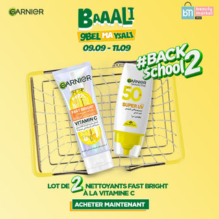 Garnier Pack Fast Bright Serum Cleanser Vitamin C 100ml + Super uv invisible sunscreen spf 50