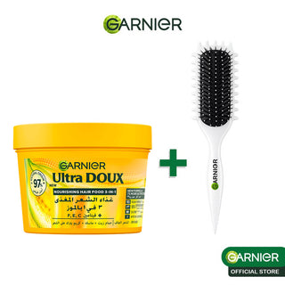 GARNIER PACK ULTRA DOUX HAIR FOOD MASQUE BANANE 390ML = BROSSE BOUCLANTE OFFERTE