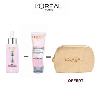 L'OREAL PARIS - SERUM GLYCOLIC BRIGHT MELASYL 30 ML + GEL NETTOYANT GLYCOLIC BRIGHT 100ML = POUCH BEIGE OFFERT