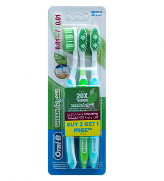 Oral-B Brosse à Dent Manuelle Ultrathin Sensitive green 2+1 Gratuite