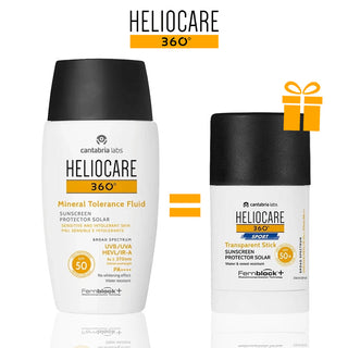CANTABRIA PACK Heliocare 360º Mineral Tolerance Fluid SPF 50 – 50 ml = Stick Transparent Offert