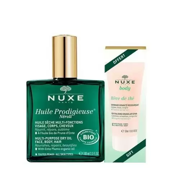 عرض NUXE Huile Prodigieuse® Néroli 100 مل + مقشر Nuxe Rêve De Thé 30 مل مجانًا