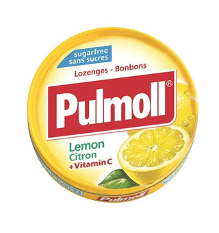 Pulmoll Citron Sans Sucres à la Vitamine C 75 g, boîte de pastilles rafraîchissantes au citron, BeautyMarket parapharmacie Maroc.