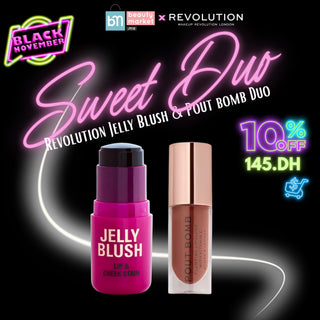 Sweet Duo – Revolution Jelly Blush Cherry Red & Pout Bomb – Maquillage frais et lumineux