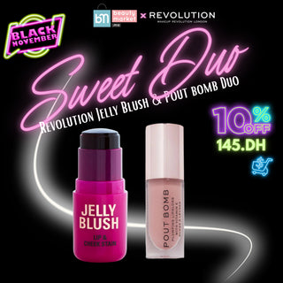 Sweet Duo – Revolution Jelly Blush Cherry Red & Pout Bomb – Maquillage frais et lumineux