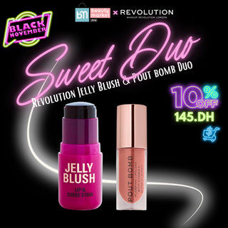 Sweet Duo – Revolution Jelly Blush Cherry Red & Pout Bomb – Maquillage frais et lumineux