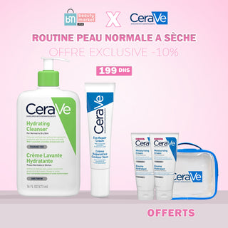 Cerave PACK Crème Lavante Hydratante 473 ml + Contour Yeux = Baume Hydratant 30 ML + Trousse OFFERTS