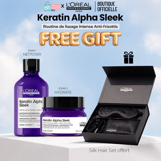 L'ORÉAL PROFESSIONNEL DUO KERATIN ALPHA SLEEK SHAMPOOING 300ML + MASQUE 250ML = SILK HAIR SET OFFERT