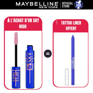 Maybelline Sky High Bleu – Mascara Volume & Longueur = Crayon Tattoo Liner Studio Galactic Cobalt Offert