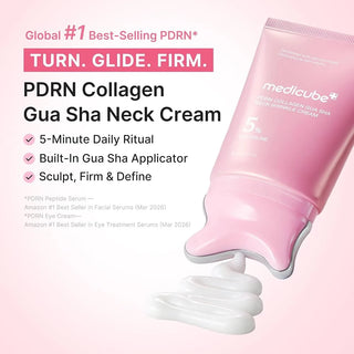 Medicube PDRN Collagen Gua Sha Neck Wrinkle Cream 90 g crème anti-rides au PDRN et collagène pour le cou et décolleté, BeautyMarket parapharmacie Maroc