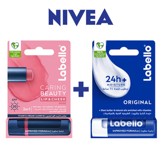 Labello Pack Caring Beauty Lip & Cheek Spf 30 Rose 4.8g + Original Stick Lèvres 4,8g