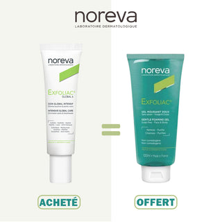 NOREVA EXFOLIAC GLOBAL 6 SOIN GLOBAL INTENSIF 30ml = GEL MOUSSANT DOUX 100 ML OFFERT