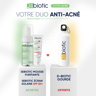 D-BIOTIC VOTRE DUO ANTI-ACNE SEBIOTIC MOUSSE + SEBIOTIC ECRAN SOLAIRE = Gourde offerte