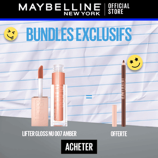 MAYBELLINE LIFTER GLOSS À LÈVRES REPULPANT 007 AMBER + LIFTER LINER NU 001 CROSS THE LINE