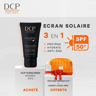 DCP SUNSCREEN CRÈME SOLAIRE INVISIBLE ULTRA PROTECTION SPF 50+ 50ml = sundet lipdik 30ML + Trousse OFFERTS