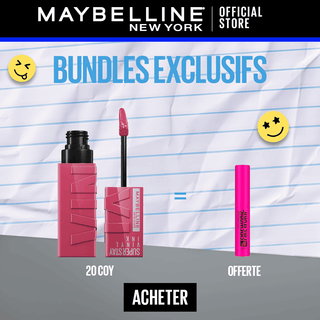 Maybelline New York - Brillant à lèvres Superstay Vinyl Ink 20 COY = Mini Mascara FIREWORK
