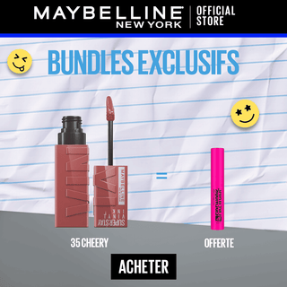 Maybelline New York - Brillant à lèvres Superstay Vinyl Ink 35 CHEEKY = Mini Mascara FIREWORK