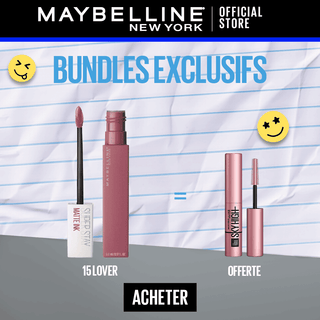 Maybelline New York - Rouge à lèvre Mat Liquide Superstay Matte Ink 15 = Mini mascara Sky High