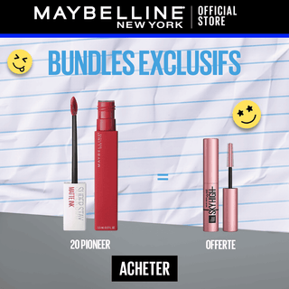 Maybelline New York - Rouge à lèvre Mat Liquide Superstay Matte Ink 20 PIONNER = Mini mascara Sky High OFFERT