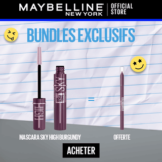 MAYBELLINE SKY HIGH Mascara Volume & Longueur BRUME BOURGOGNE = TATTOO LINER OFFERT