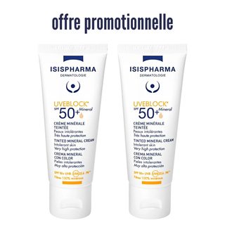 ISISPHARMA Uveblock Mineral Teintée SPF50+ 40ml x2 (Offre Promotionnelle)